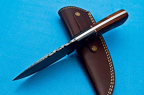 EEAABBR Coustom Handmade Forged Damascus Steel Hunting Knife 100% Handmade Damascus Steel Handle Walnut Wood with Leather Sheath 894