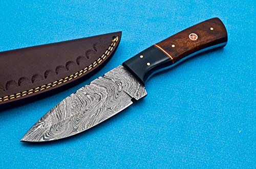 EEAABBR Coustom Handmade Forged Damascus Steel Hunting Knife 100% Handmade Damascus Steel Handle Walnut Wood with Leather Sheath 894