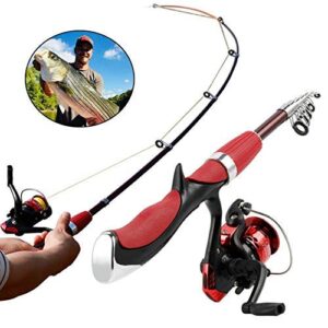 sundan Portable Telescopic Fishing Rod and Reel Set Casting Fishing Rods Carbon Ultra Light Rod with Small Spinning Reels Fishing Tackle Set