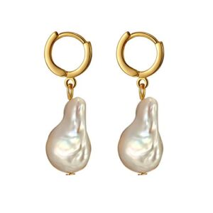 natural baroque pearls hoop earrings for women pearls drop dangle earrings handpicked 18mm freshwater baroque pearls for women pearl earrings collection