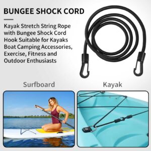 1/4" x 10' Elastic Bungee Shock Cord - Kayak Stretch String Rope with Bungee Shock Cord Hook Suitable for Boat Camping Accessories, Exercise, Fitness and Outdoor Enthusiasts (10 Feet Rope + 4 Hooks)