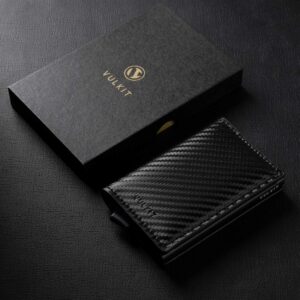 VULKIT Credit Card Holder RFID Blocking Leather Automatic Pop Up Wallet Aluminum Slim Pocket Bifold Business Card Case