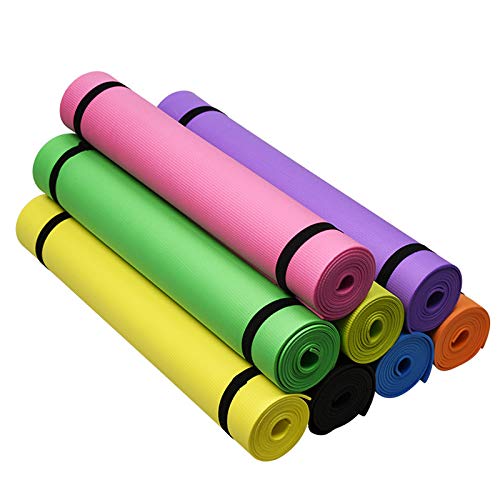 Yoga Mat, 4mm Thick Eco Friendly Non-Slip Fitness Pad, EVA Exercise Pad for Exercise Gym Pilates Glute Bridge, Lightweight Cushioned Fitness Mat Workout Mat Floor Training Exercise Mat - 173x 60cm