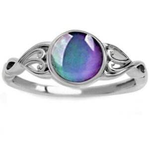 jude jewelers round shape simulated moon stone color changing mood ring (silver, 4)