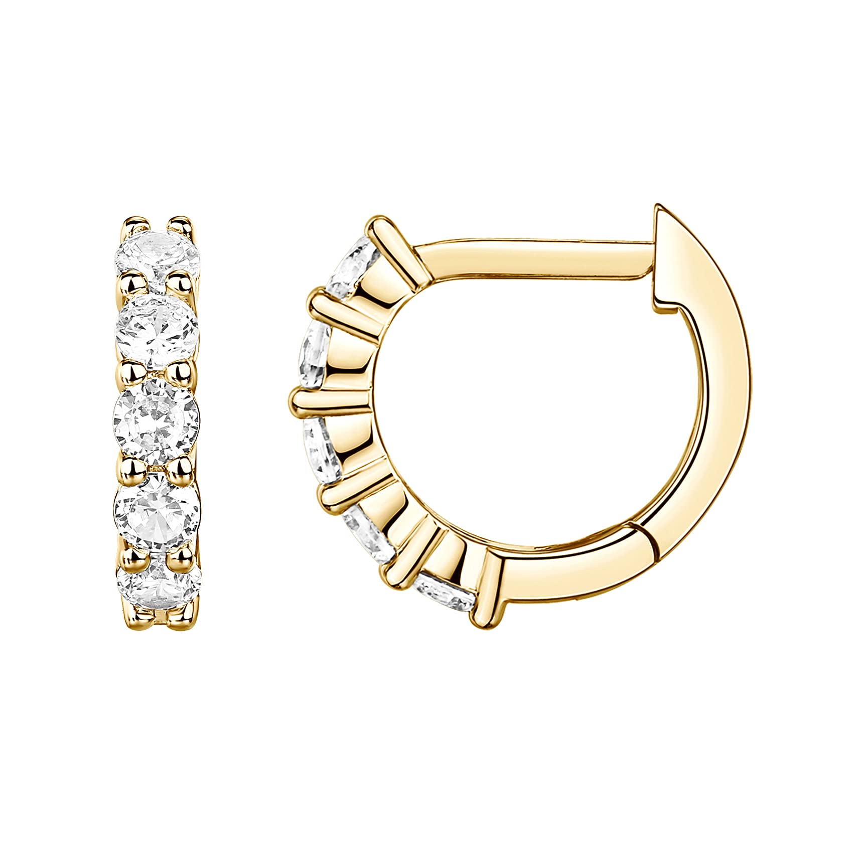 PAVOI 14K Yellow Gold Plated 2.5mm Wide Cubic Zirconia Cuff Earrings Huggie Stud