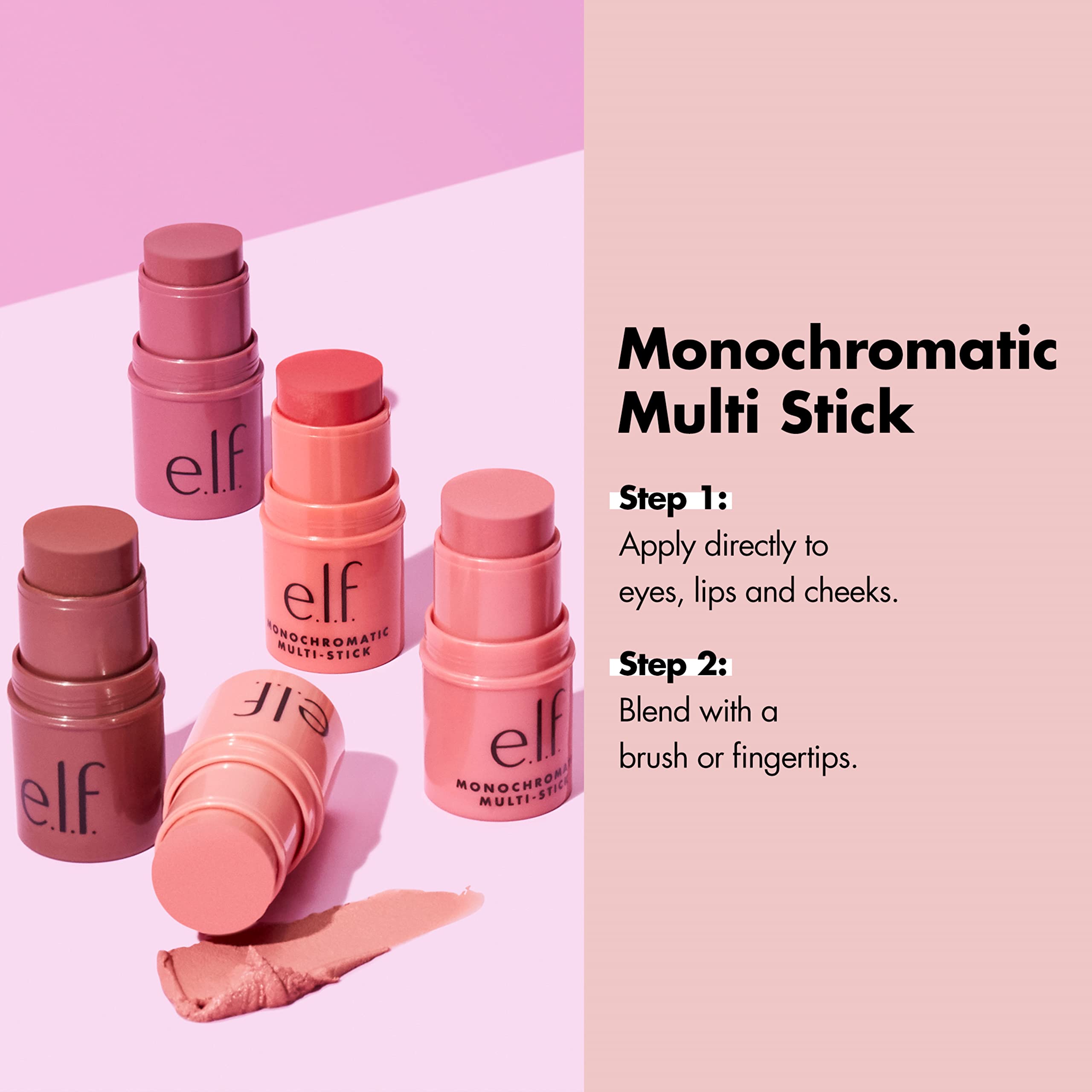 e.l.f. Monochromatic Multi Stick, Luxuriously Creamy & Blendable Color, For Eyes, Lips & Cheeks, Glowing Mango, 0.155 Oz (4.4g)