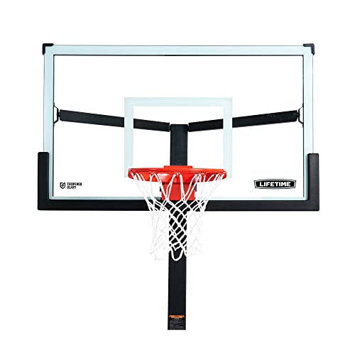 Lifetime 60" In-Ground Basketball Hoop, Mammoth Lift Adjustable Height, Tempered Glass Backboard Bolt Down System