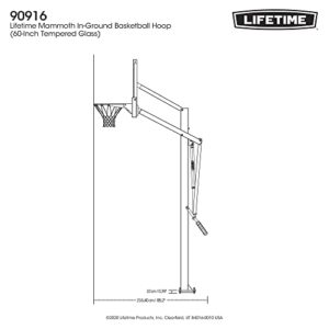 Lifetime 60" In-Ground Basketball Hoop, Mammoth Lift Adjustable Height, Tempered Glass Backboard Bolt Down System