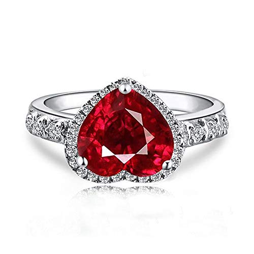 Navachi 925 Sterling Silver 18k White Gold Plated 2.5ct Heart Ruby Emerald Az9208r Rings(Size:9)