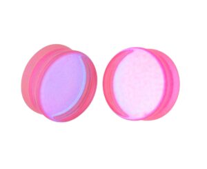 mystic metals body jewelry pair of pink/aqua iridescent double sided double flare glass plugs (pg-544) (0g (8mm))