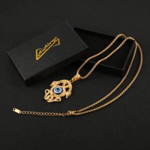 AsAlways Gold-plated Stainless Steel Snake pendant Ancient Egyptian Symbol of Protection Evil Eyes (Double-headed snake)