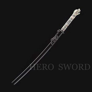 Spring Steel Blade Dragon Head Katana Handmade Full Tang Japanese Samurai Sword Real Battle Knives Very Sharp Highlander Sword