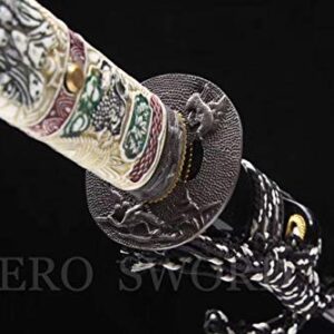 Spring Steel Blade Dragon Head Katana Handmade Full Tang Japanese Samurai Sword Real Battle Knives Very Sharp Highlander Sword