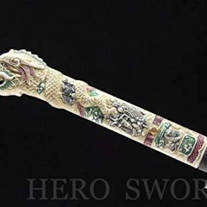 Spring Steel Blade Dragon Head Katana Handmade Full Tang Japanese Samurai Sword Real Battle Knives Very Sharp Highlander Sword