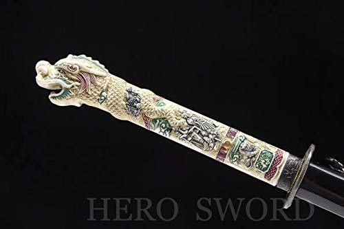 Spring Steel Blade Dragon Head Katana Handmade Full Tang Japanese Samurai Sword Real Battle Knives Very Sharp Highlander Sword