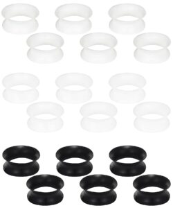 lcolyoli 9 pairs ultra thin silicone tunnels ear gauges silicone ear skin flexible flesh tunnel expander stretcher gauge earlets plug gauges kit for women men 16mm 5/8 inch black white rubber