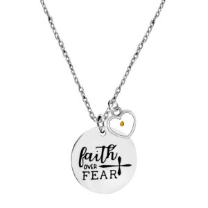 uloveido stainless steel faith over fear cross necklace with real mustard seed heart pendant charms inspirational jewelry y855 (heart)