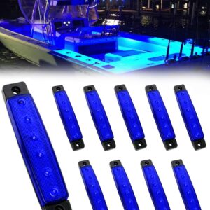 Shangyuan Marine Boat Lights, Utility Led Interior Lights for Deck Courtesy Transom Cockpit Light, 12v Waterproof Marine Lighs for Yacht Fishing Pontoon Boat Sailboat Kayak Bass Boat, Blue, 10PCS