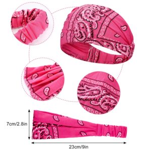 WILLBOND 10 Pieces Women Yoga Headbands Paisley Headbands Wide Bandana Headband Stretchy Headwrap with Rhinestone for Workout Running Cycling Climbing