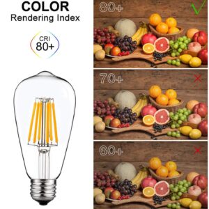 SHUWDKAR LED Light Bulbs DC 12V 6W E26 ST64 Low Voltage Bulb RV Camper Warm White 2700K Vintage Clear Glass Filament Edison Bulbs Equivalent 75W Halogen Marine Boat Solar 12V Battery Lighting,2 Pack