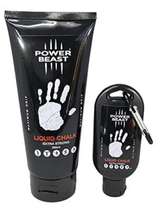 power beast liquid chalk, 2 bottles combo of 200 + 50 ml, liquid sports chalk, free professional hand grip for gym, weightlifting, rock climbing, gymnastics, crossfit, powerlifting, pole dance.