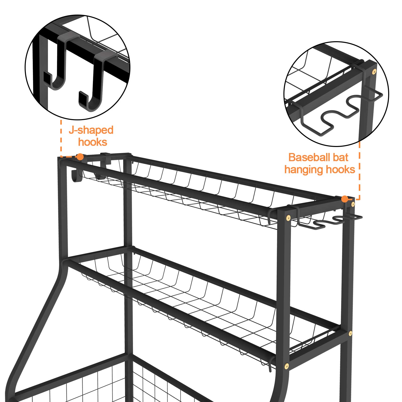 Uboway Sports Equipment Storage Rack: Garage Basketball Organizer for Ball Outdoor Cart