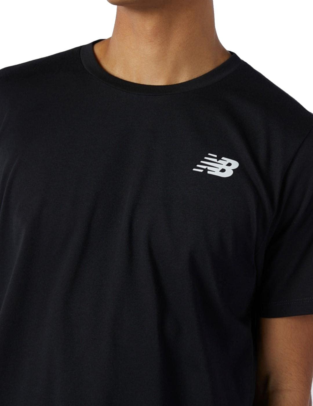 New Balance Men's Heather Tech Short Sleeve, Black , Large