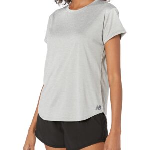 New Balance Women's Sport Core Heather Short Sleeve, Athletic Grey , Small