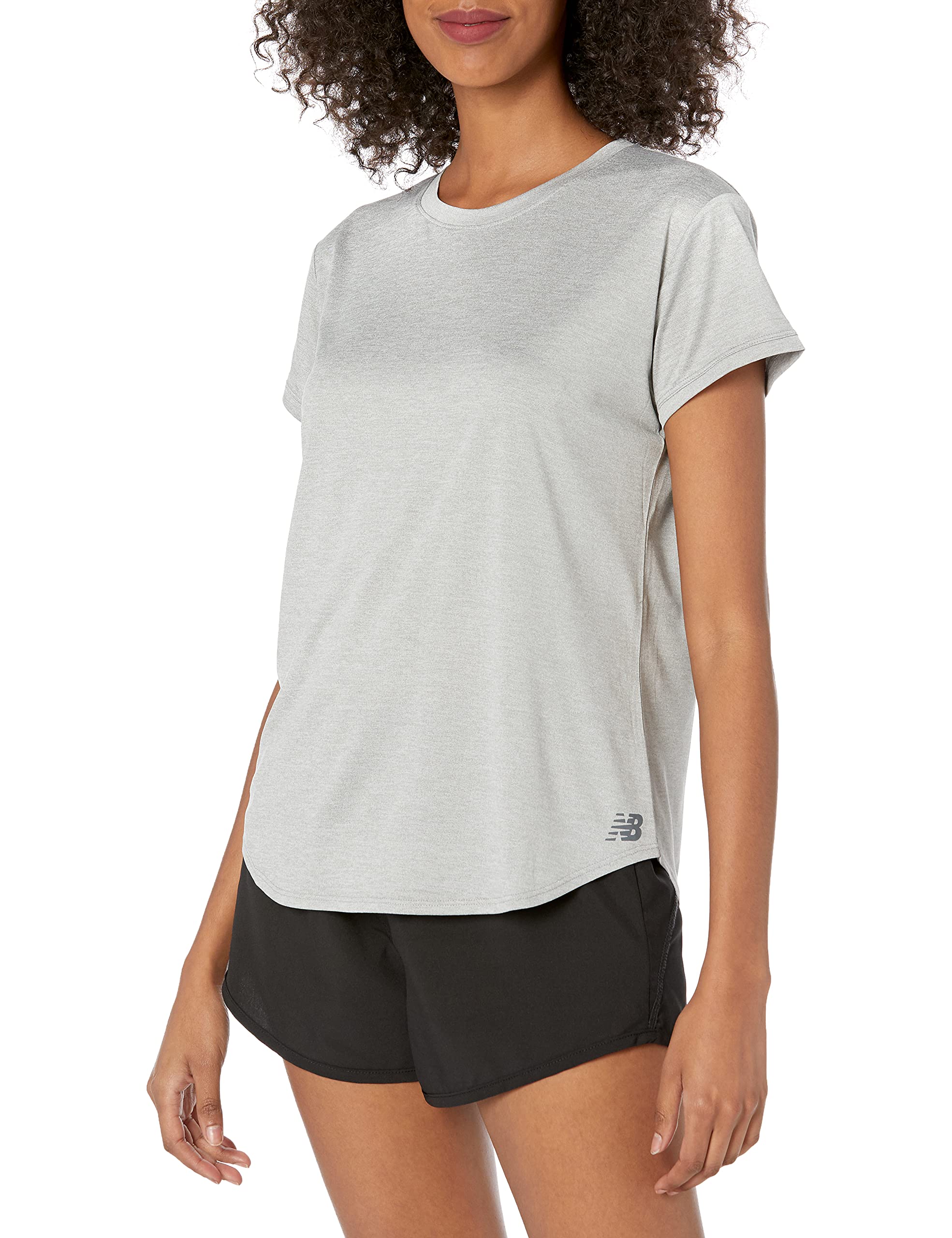 New Balance Women's Sport Core Heather Short Sleeve, Athletic Grey , Small