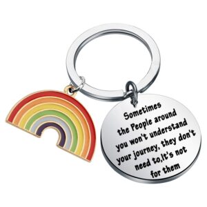 feelmem gay pride gift lgbt rainbow keychain sometimes the people around you won't understand your journey they don't need to it's not for them lgbt pride jewelry lesbian gifts (sometimes)