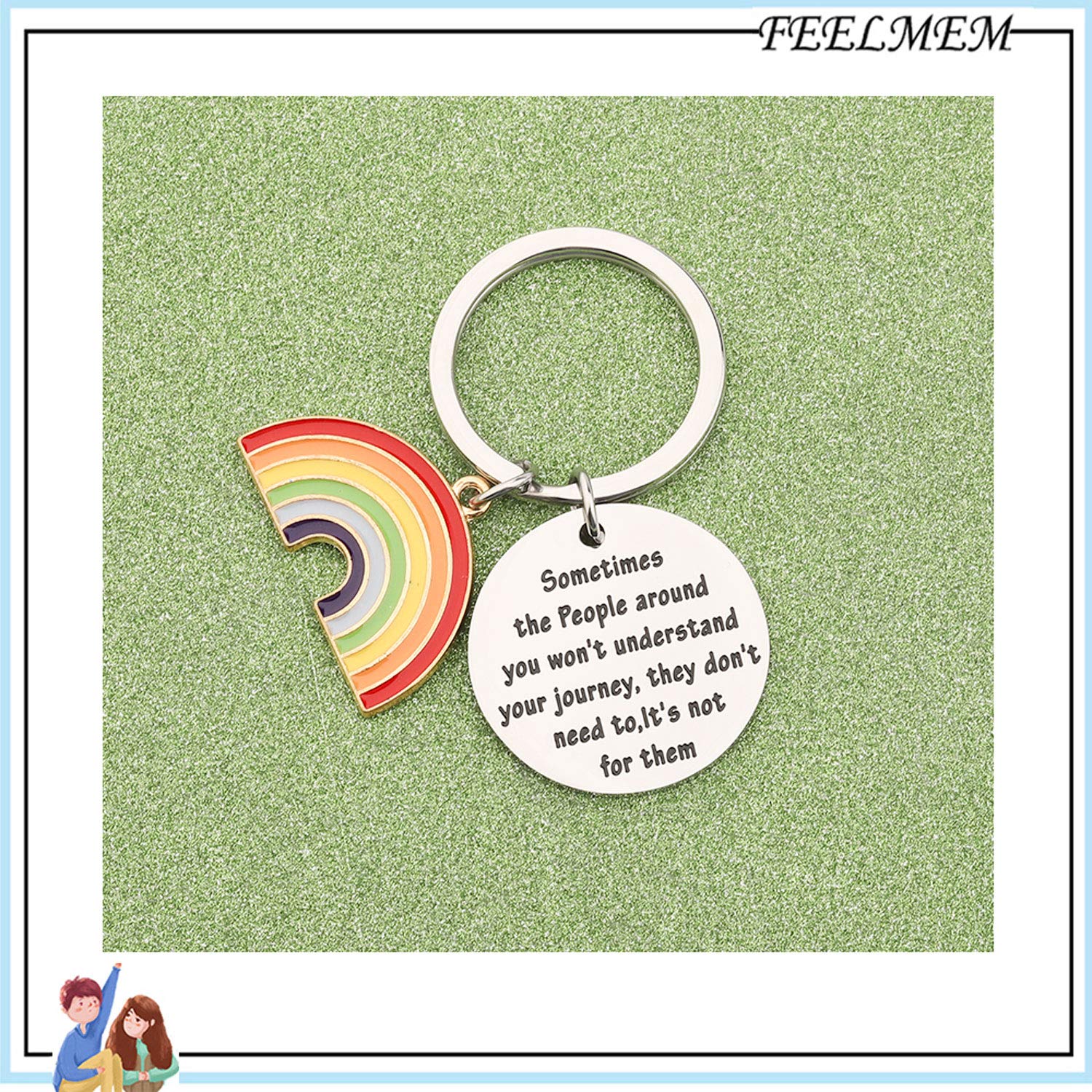 FEELMEM Gay Pride Gift LGBT Rainbow Keychain Sometimes The People Around You Won't Understand Your Journey They Don't Need To It's Not for Them LGBT Pride Jewelry Lesbian Gifts (Sometimes)