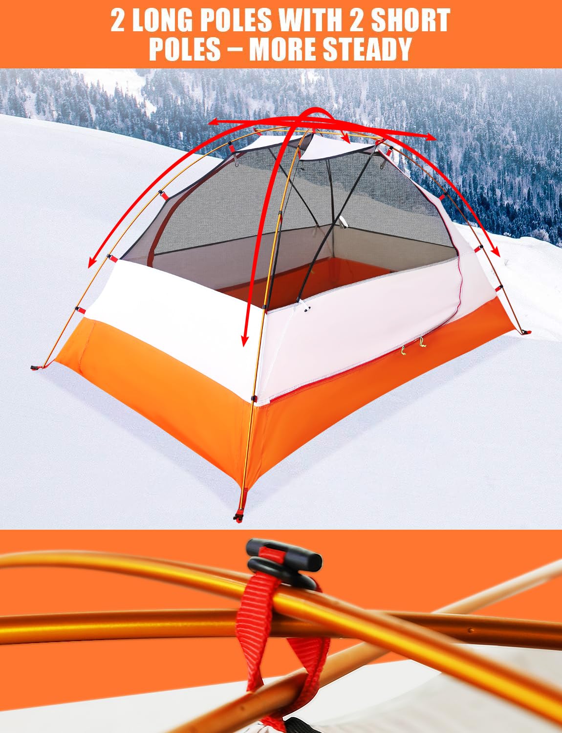 AYAMAYA 4 Season Backpacking Tent 2 Person Camping Tent Ultralight Waterproof All Weather Double Layer Two Doors Easy Setup 1 2 People Man Tents for Backpacker Outdoor Hiking