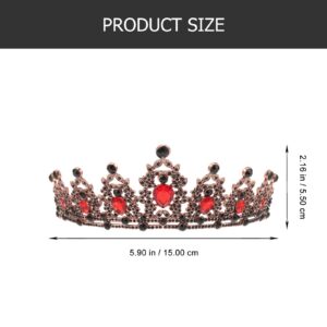 Lurrose Baroque Bride Crowns Black Rhinestones Gothic Chic Tiaras Vintage Crystal Queen Princess Crown Headpieces Headband for Wedding Prom Halloween Pageant (Red)