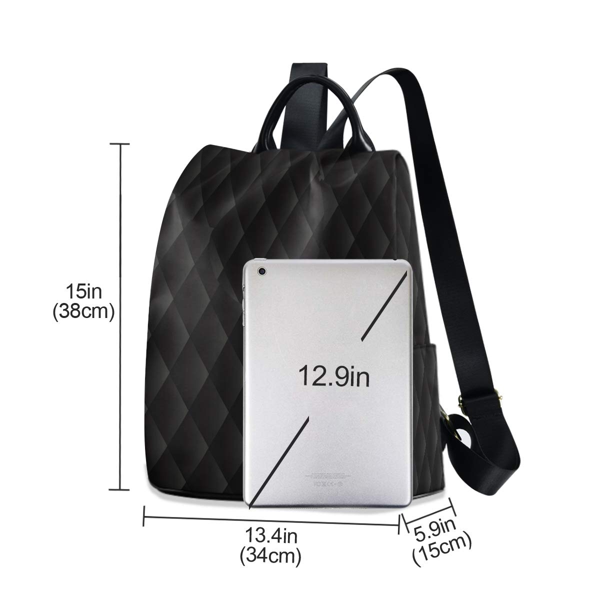 ALAZA Geometric Vintage Black Backpack Purse for Women Anti Theft Fashion Back Pack Shoulder Bag