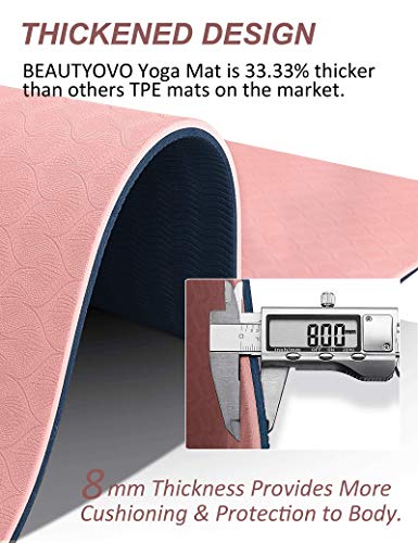 Yoga Mat with Strap, 1/3 Inch Extra Thick Double-sided Non Slip, Professional TPE Mats for Women Men, Workout Yoga, Pilates and Floor Exercises