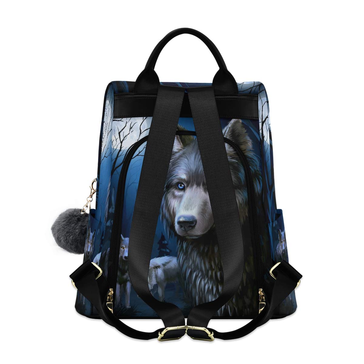 ALAZA Dark Night Wolf and Full Moon Backpack for Daily Shopping Travel