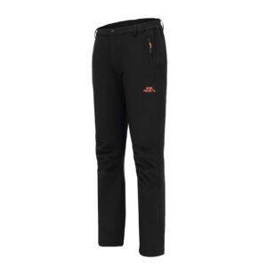 Acmelogy Fleece Lined Softshell Pants Skiing, Snowboarding, Hiking, 100% Waterproof, Breathable, 8000mm/3000gm (Men's, XX-Large, Black)