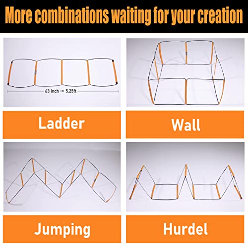 ALPHAWORX Agility Ladder, Agility Training Equipment, Soccer Speed ladder, Football Footwork Ladder, Workout Ladder for Kid Adult, Foldable Instant Set-up & Tangle-Free & Carry Bag (4 Rung * 3)