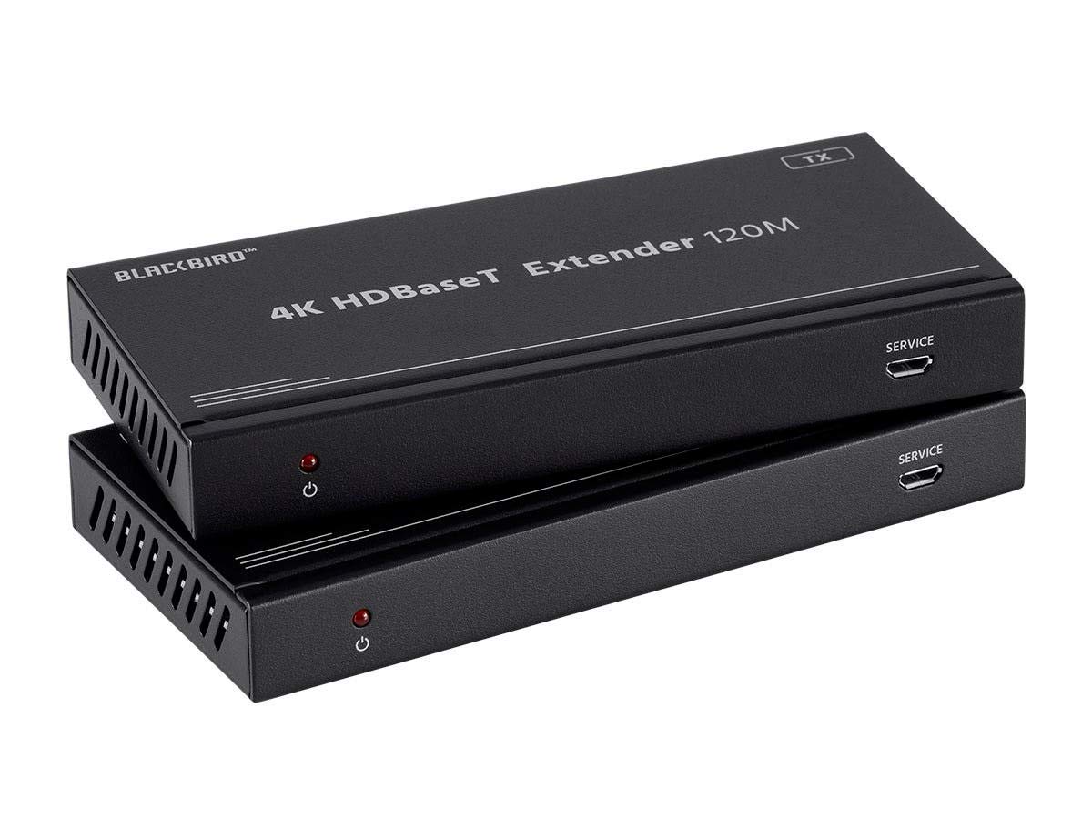 Monoprice 4K Pro HDBaseT Extender Kit - 120 Meters (394 Feet) HDR, 18Gbps, 4K@60Hz, YCbCr 4:4:4, HDCP 2.2, PoC, RS-232, HDMI Loop Out and Bidirectional IR - Blackbird Series