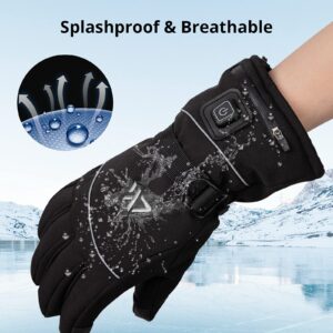 AKASO Heated Gloves for Men Women, Electric Heated Ski Gloves with 3 Heating Modes, Thermal Insulation Winter Hand Warmers with Rechargeable Battery-Overheating Protection- Best Gift, Black(L)