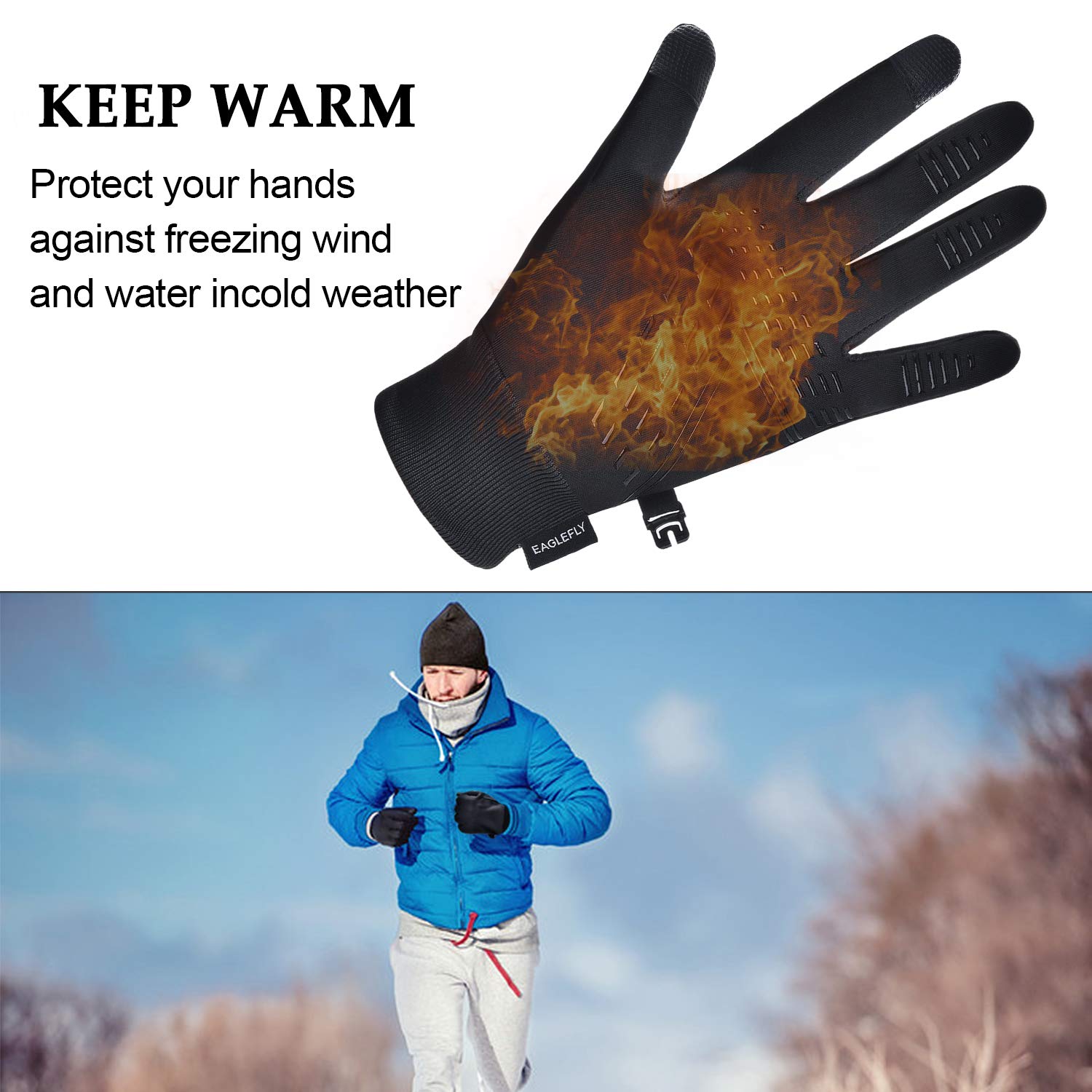 EAGLEFLY Winter Womens Gloves Touch Screen Water Resistant Warm Gloves for Outdoor Walking,Riding,Cycling,Running and Driving for Men and Women tactical gloves (Black small)