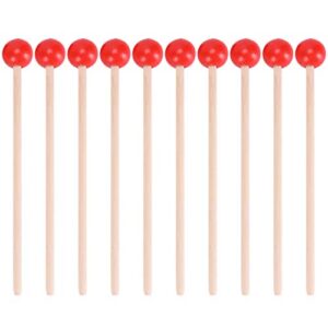 12pcs drum sticks Rubber Mallet Percussion Sticks with Wood Handle Round Head Mallet Music Accessories for Children wooden hammer Kids kids mallets (Red)