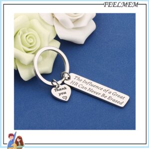 FEELMEM HR Gift The Influence of a Great HR Can Never Be Erased Keychain HR Director Jewelry Thank You Gift for HR Manager Coworker Gift Human Resources Jewelry (HR)