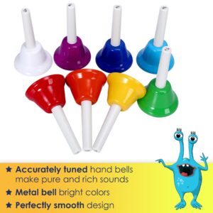 MINIARTIS Hand Bells for Kids | Educational Music Toys for Toddlers 8 Notes Colorful Handbells Set | Kids Musical Instrument with 15 Songbook | Great Birthday Gift for Children