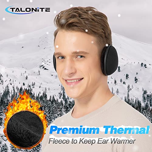 TALONITE Winter Ear Muffs for Men & Women Foldable Fleece Ear Warmers - Pefer for Outdoor Skiing - Behind the Head Earmuffs