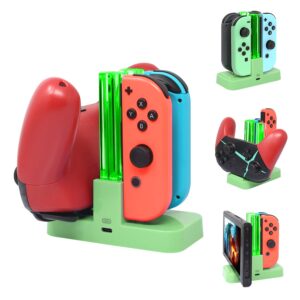 FastSnail Controller Charger Compatible with Nintendo Switch & OLED Model for Joycon, Charging Dock Station for Joy con and for Pro Controller with Charger Indicator and Type C Charging Cable