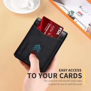 RUNBOX Slim Wallet for Men's Leather Bifold RFID Blocking Wallet with 2 ID Windows Gift Box