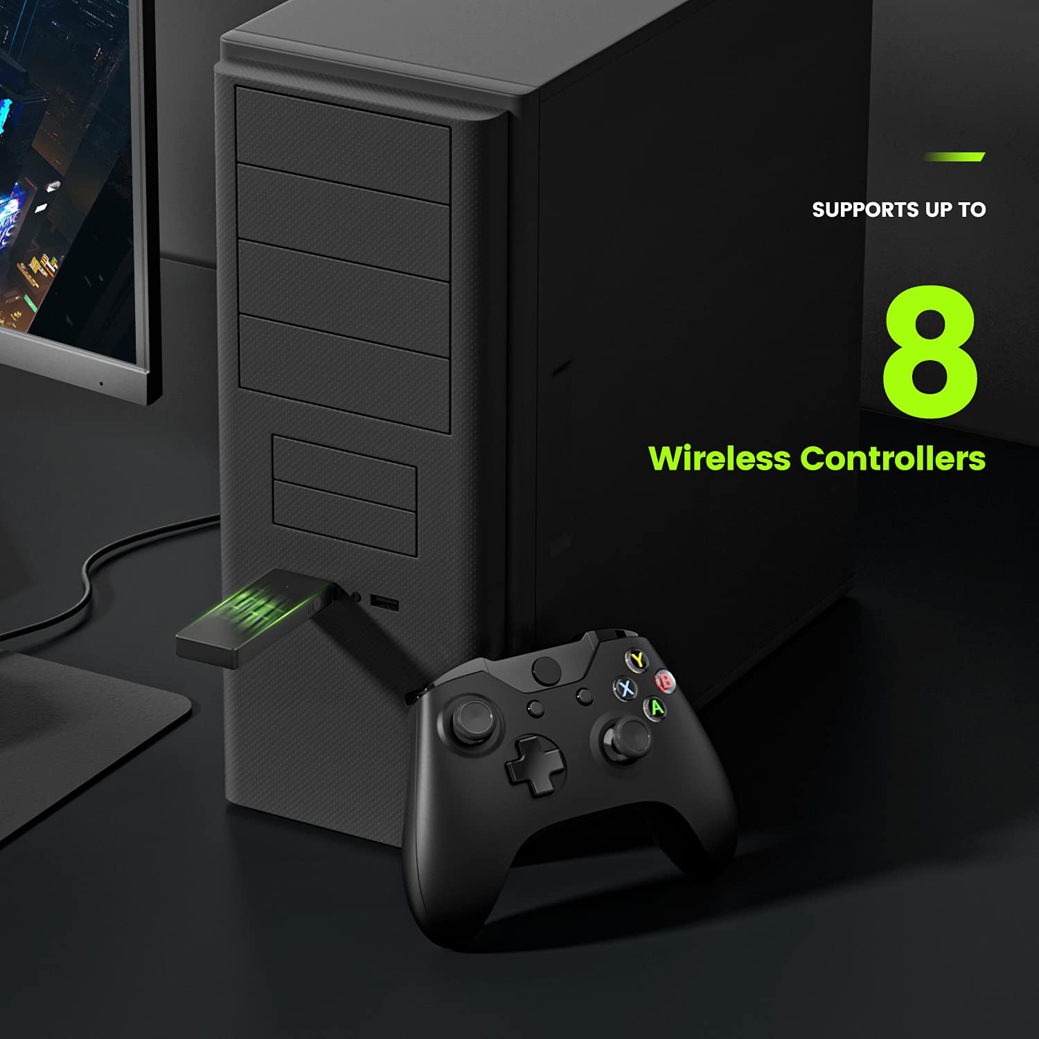 Cipon Wireless Adapter Compatible with Xbox One Controller for Windows 10/8.1/8/7