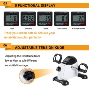 GOREDI Pedal Exerciser Stationary Under Desk Mini Exercise Bike - Peddler Exerciser with LCD Display, Foot Pedal Exerciser for Seniors,Arm/Leg Exercise