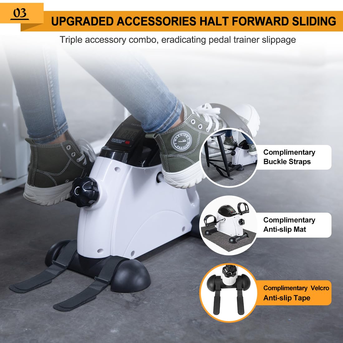 GOREDI Pedal Exerciser Stationary Under Desk Mini Exercise Bike - Peddler Exerciser with LCD Display, Foot Pedal Exerciser for Seniors,Arm/Leg Exercise